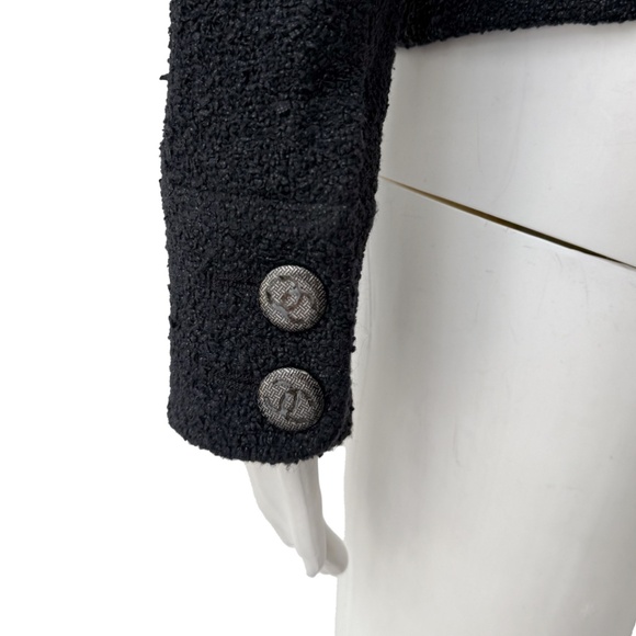 Chanel Black Tweed Textured Polka Dot Blazer Jacket sz 2/36 - Picture 6 of 14